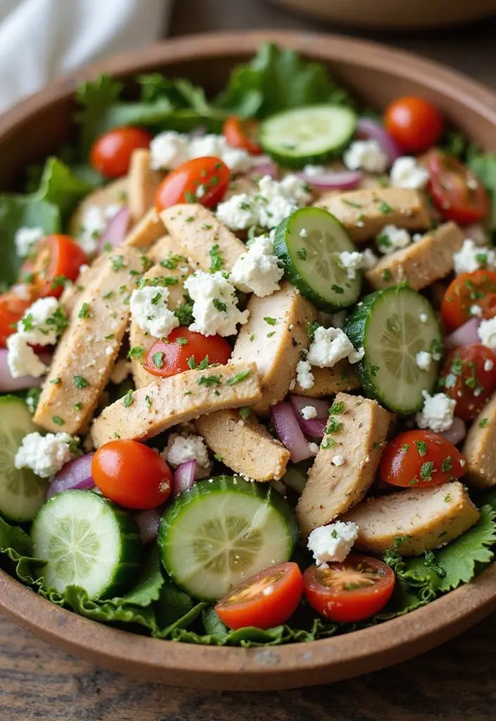 30 Salad Recipes with Chicken That Are Fresh & Filling - 4. Greek Chicken Salad