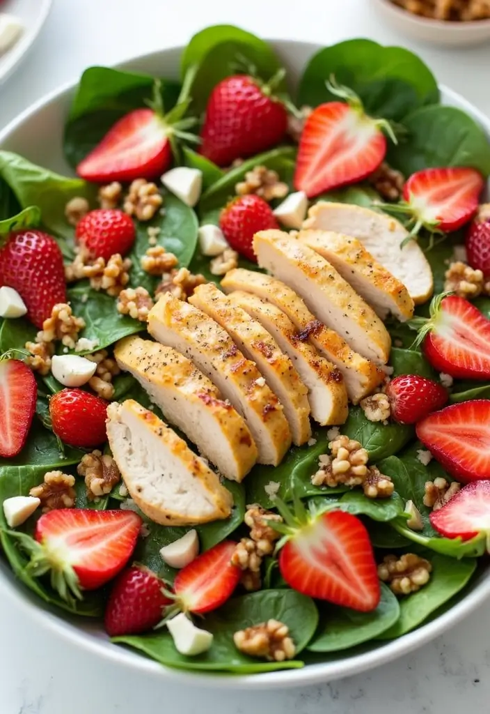 30 Salad Recipes with Chicken That Are Fresh & Filling - 8. Strawberry Spinach Chicken Salad